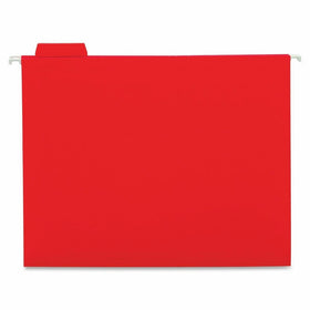 Globe-Weis Hanging File Folders, 1/5 Cut Clear Tab, Letter Size, Red, 25 Folders Per Box (65067GW)