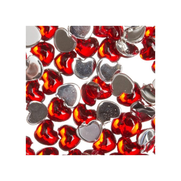 Zink Color Nail Art Acrylic Rhinestone Red Heart 100 Piece Embellishment