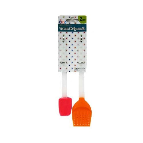 Kid size 2 piece mini spatula Silicone Baking Cooking Sets for Mommy Little Helper (Turner & Spoonula)