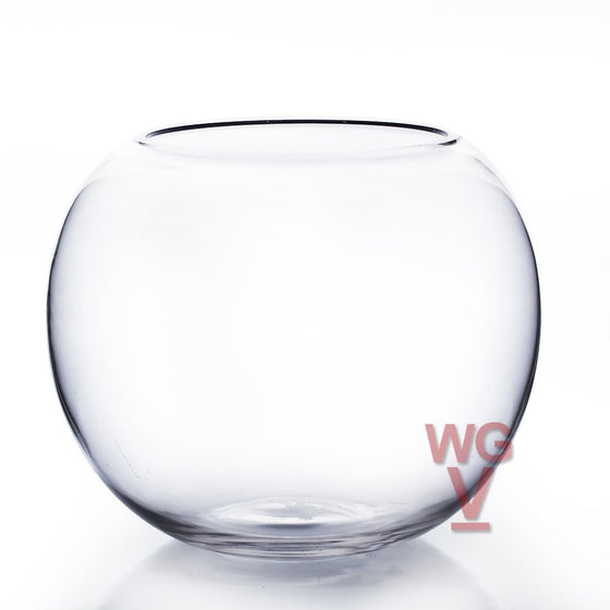 WGV Clear Bubble Bowl Glass Vase, 8-Inch With WGV Glass Cleaning Cloth