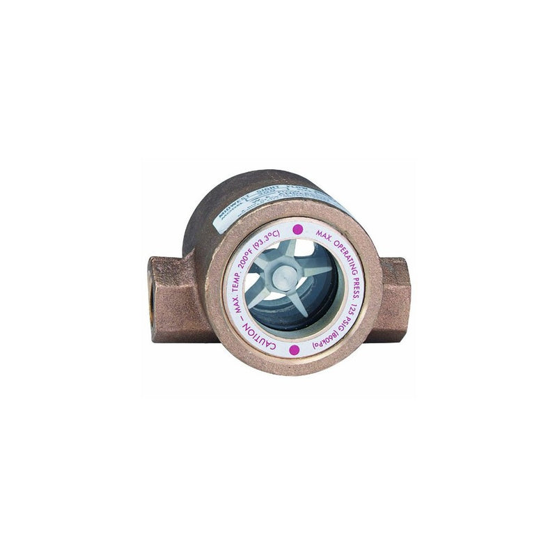 Dwyer MIDWEST Series SFI-300 Sight Flow Indicator, Double Window, Bronze Body, ABS Impeller, 1/4" Female NPT Connections, 3.063" Length x 2.250" Depth x 2.125" Height