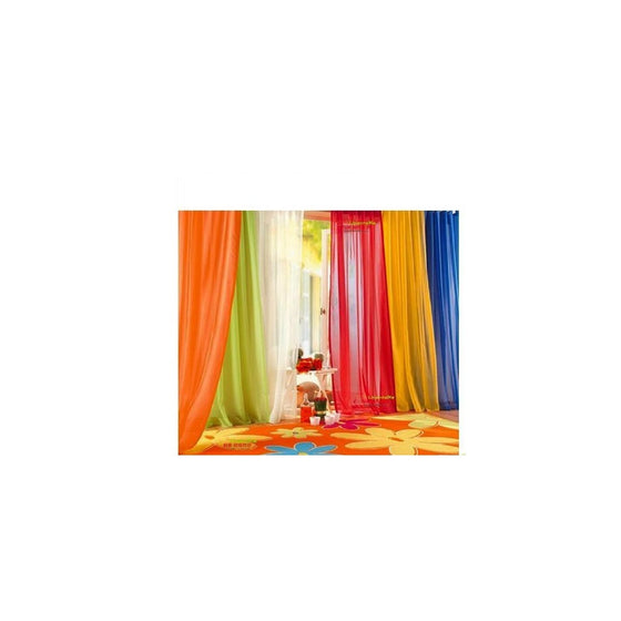 6 Piece Rainbow Sheer Window Panel Curtain Set Blow Out Pprice Special!!!! Lime, Orange, Red, White, Bright Yellow, Navy