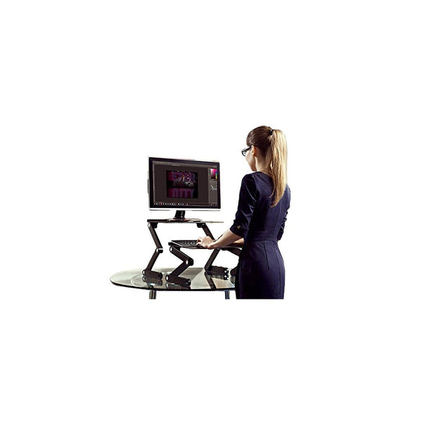 WorkEZ Standing Desk Conversion Kit. Affordable Adjustable Height Angle Laptop Sit to Stand Up Desktop Riser Converter Negative Tilt Keyboard Tray