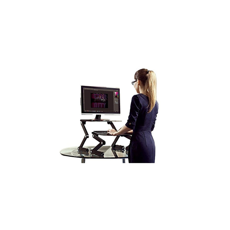 WorkEZ Standing Desk Conversion Kit. Affordable Adjustable Height Angle Laptop Sit to Stand Up Desktop Riser Converter Negative Tilt Keyboard Tray