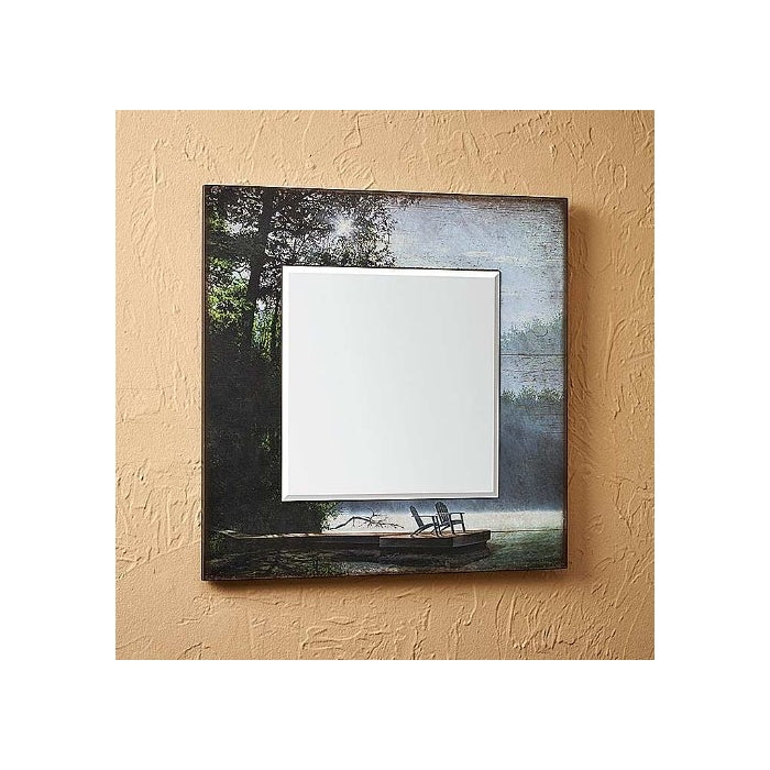 A Place to Ponder Lake & Dock Square Scenic Mirror by Anthony Padgett