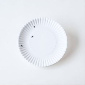 "What Is It" Reusable White Lunch Plate with Ant Design, 7.5 Inch Melamine, Set of 4