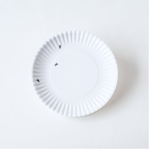 "What Is It" Reusable White Lunch Plate with Ant Design, 7.5 Inch Melamine, Set of 4