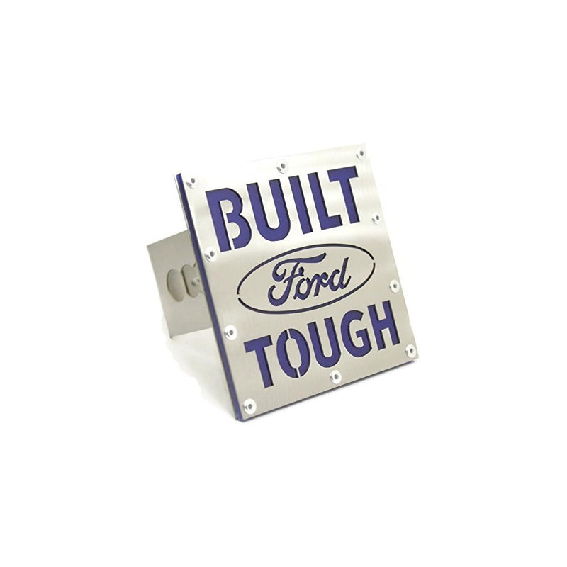 Built Ford Tough 2 Hitch Plug Cover Cap - Brushed Stainless Steel