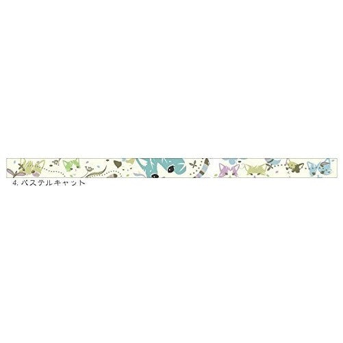 SEAL-DO Washi Masking Tape, Pandora Box Designed Fu-Jiko-Chan Cat, Pastel, 15mm x 10m (pb-mt-10004)