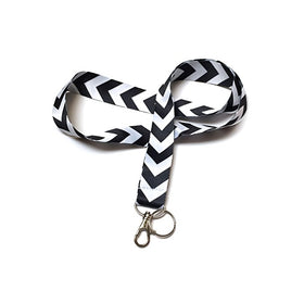 WigsPedia Chevron Neck LANYARDs Keychain for Key / ID Holder (Navy Dark Blue / White Chevron)(Black / White Chevron)