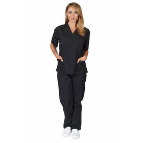 Natural Uniforms Women Scrub Set Medical Scrub Top and Pants, Black, XX-Small