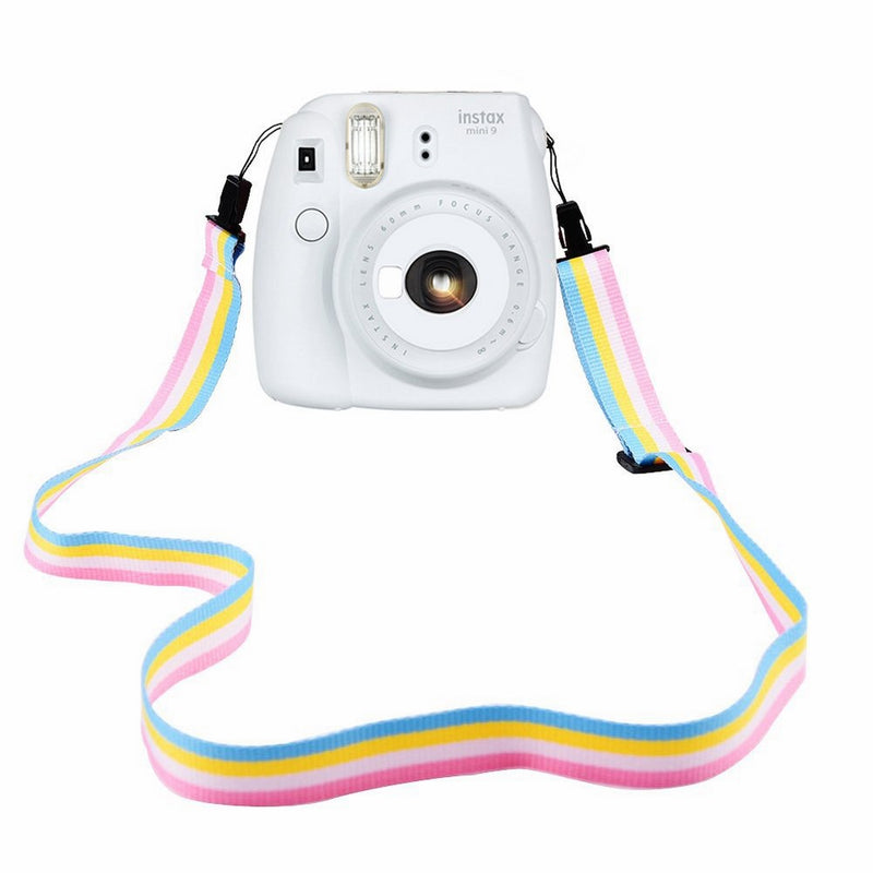 Elvam Camera Neck Shoulder Strap Belt in Rainbow Blue Yellow White Pink Color for Digital Camera / Fujifilm Instax Camera Mini 9 / Mini 8 / Mini 8 / Mini 7s / Mini 25 / Mini 50s / Mini 90