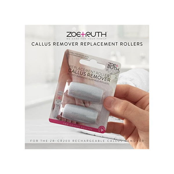 ZoeRuth Electronic Pedicure Callus Remover Premium Quality Coarse Replacement Rollers, Professional Grade Foot File Refills, Water Proof Roller Heads (2 Pack)