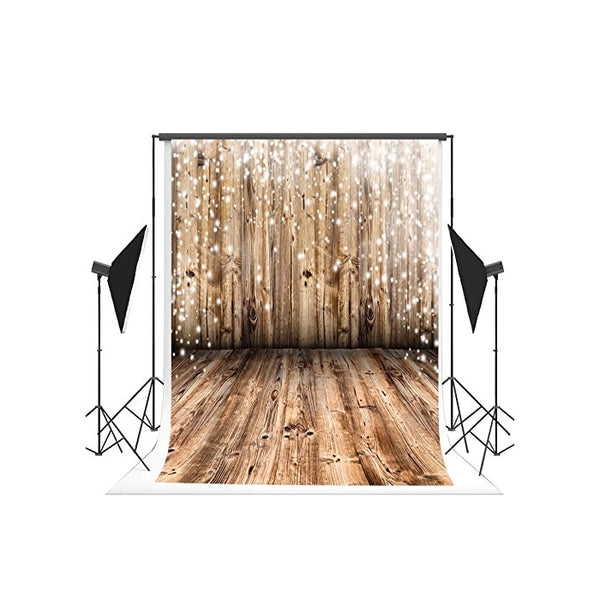 5x7ft Light Brown Wood Floor and Wall Photographer Backgrounds no Wrinkle Backdrops for Wedding wd00024