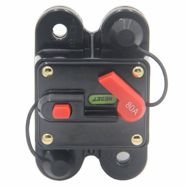ZOOKOTO 80Amp Circuit Breaker, Trolling Motor Auto Car Marine Boat Bike Stereo Audio Inline Fuse Inverter with Manual Reset 12V-24V DC (80A)