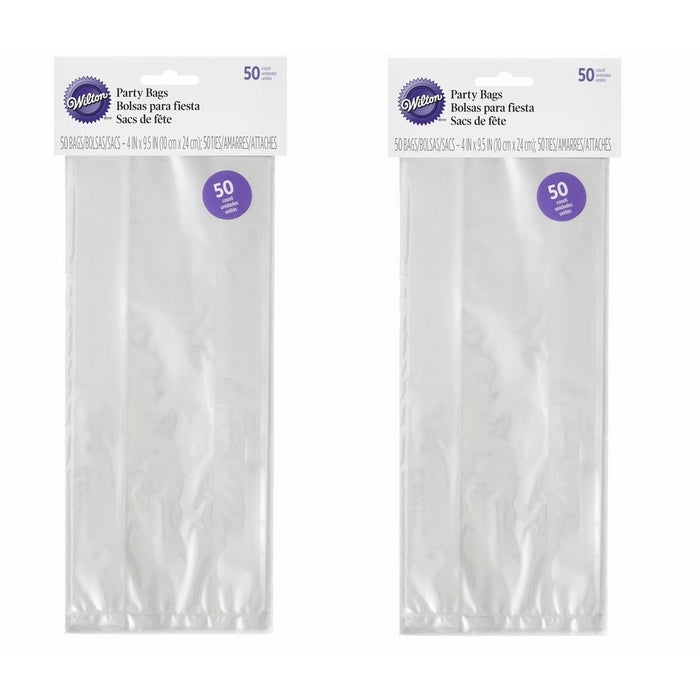 Wilton Party Bags, 4 by 9.5-Inch, Clear,(2 packs of 50)