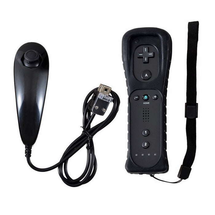Wii Controller,Yudeg Wii Remote and Nunchuck Controllers with Silicon Case for Wii and Wii Unot motion plus (Black)