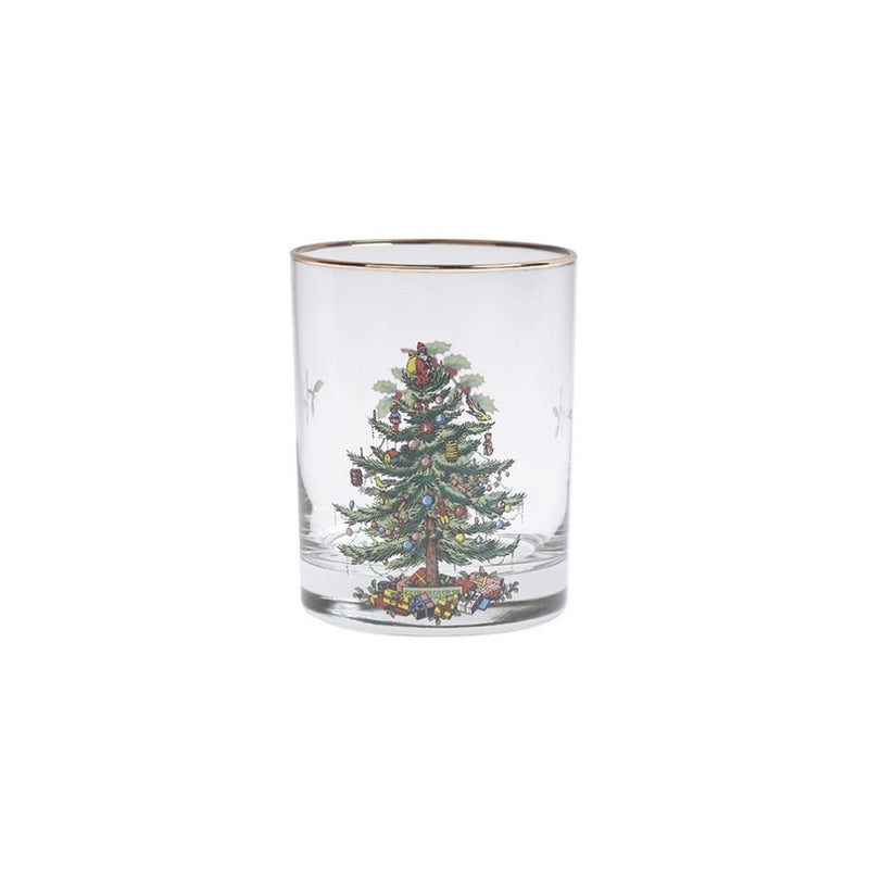 Spode Christmas Tree DOF Glasses with Gold Rims, 14 Ounce-Set of 4