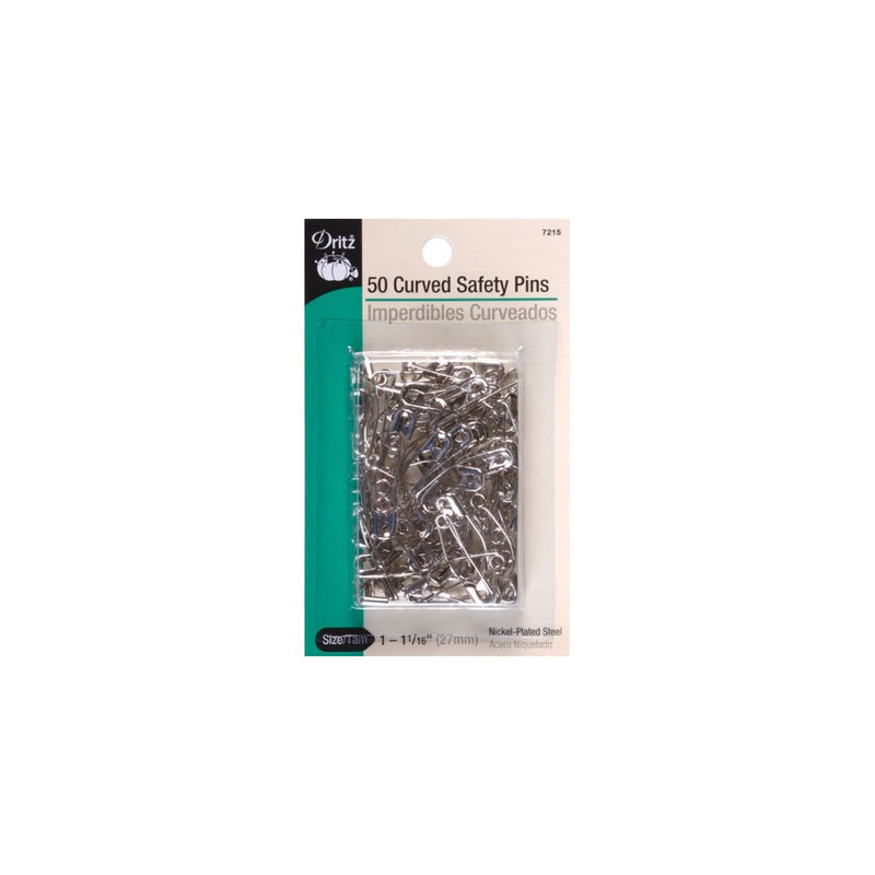 Dritz 7215 50-Piece Curved Safety Pins, Size 1, Nickel Finish