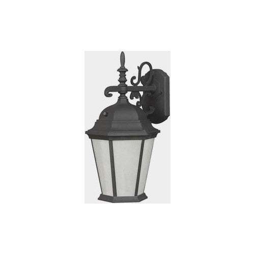 Forte 17015-01-04 One Light Outdoor Lantern, Black Finish Frosted Seeded Glass