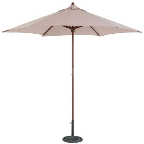 Tropishade 9 ft Wood Market Umbrella with Beige Polyester Cover