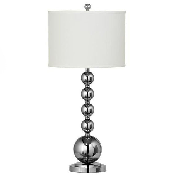 Cal Lighting BO-2010 Table Lamp with White Fabric Shades, 15" x 15.5" x 15", Chrome Finish