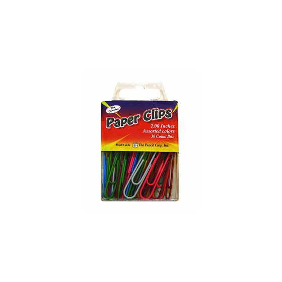 Pencil Grip The Classics 2.0 Inch Paper Clip, Assorted Colors, 30 Count Box (TPG-238)