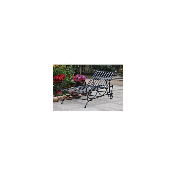 International Caravan Mandalay Iron Patio Chaise Lounge in Black