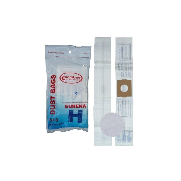 6 Eureka H Canister Vacuum Bags 2 Filters 52323, Roto-Matic Powerteam Series, Princess, Mighty Mite Vacuum Cleaners, 52323A, 52351, 500, 550, 600, 700 Series Canisters, 1240, 1250, 1255, 1500