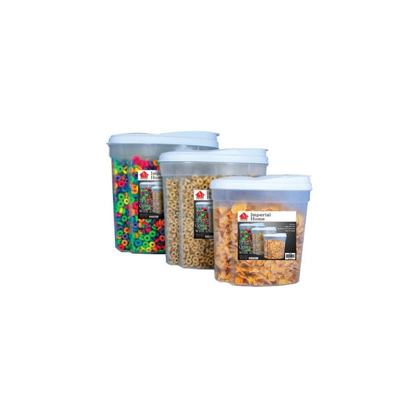 Imperial MW1196 Plastic 3 Piece Cereal Dispenser Set - Dry Food Storage Containers