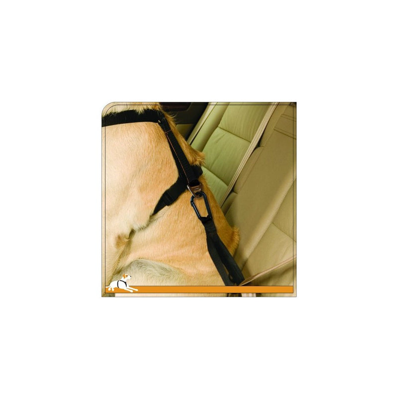 Kurgo Dog Seat Belt Pet Safety Tether with Carabiner, Use with Dog Harness, Black/Grey