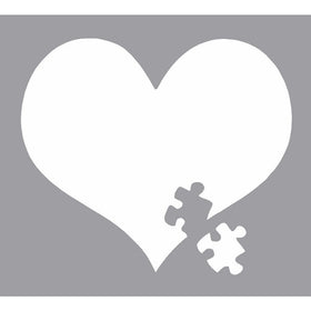 Autism Awareness Heart Puzzle Car Window Vinyl Decal Sticker 4" Wide (Color: White)