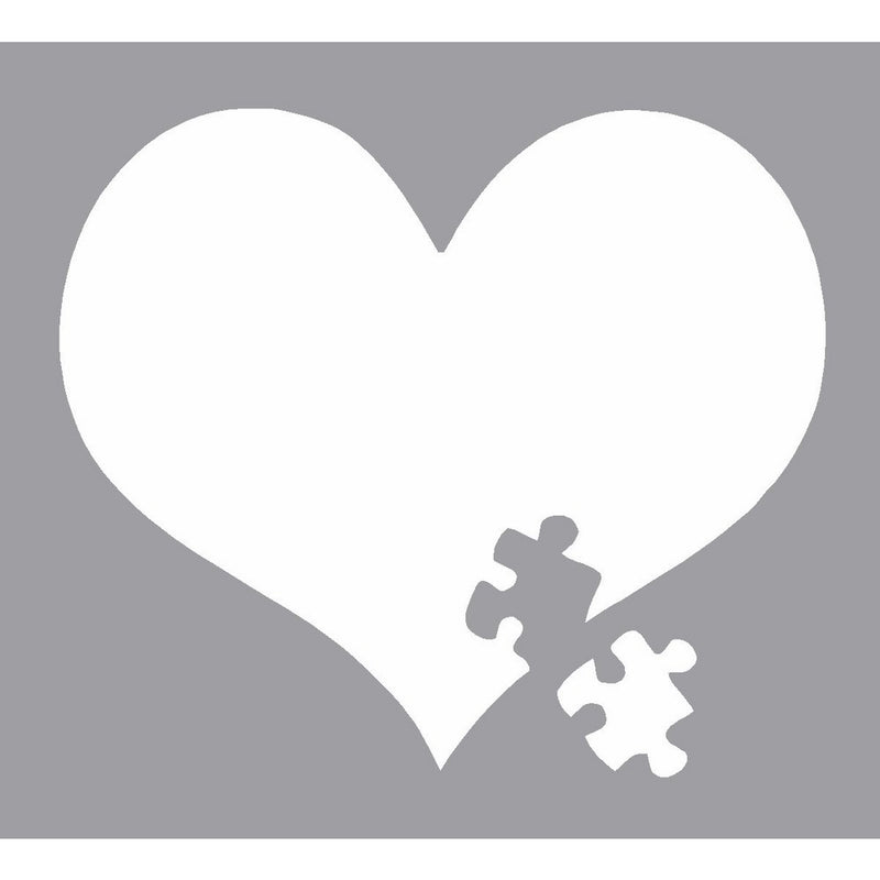 Autism Awareness Heart Puzzle Car Window Vinyl Decal Sticker 4" Wide (Color: White)