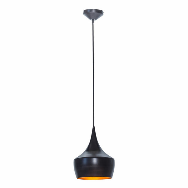 Globe Electric 1-Light Small Modern Industrial Pendant, Oil Rubbed Bronze, Gold Inner Finish, 1x A19 60W Bulb (sold separately), 63871