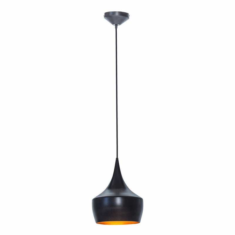 Globe Electric 1-Light Small Modern Industrial Pendant, Oil Rubbed Bronze, Gold Inner Finish, 1x A19 60W Bulb (sold separately), 63871