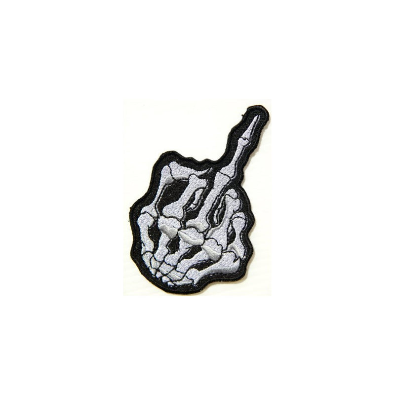Skull Middle Finger Skeleton Bone Ghost Hog Outlaw Hot Rod Motorcycles Rider Lady Biker Jacket T shirt Patch Sew Iron on Embroidered Badge Sign Costum