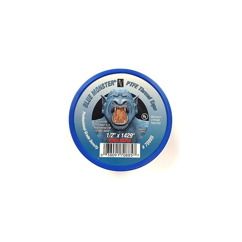 Milrose 70885 Blue Monster 1/2 Inch x 1429 Inch Blue Teflon Tape (3 Pack)