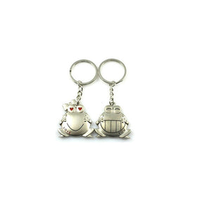 Cookids Romantic Big Mouth Frogs Couple Keychain Metal Boy Girl Love Lovers Sweethearts Key Chain Ring Silver Unique Special Cute Novel Gift