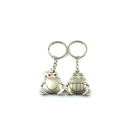 Cookids Romantic Big Mouth Frogs Couple Keychain Metal Boy Girl Love Lovers Sweethearts Key Chain Ring Silver Unique Special Cute Novel Gift