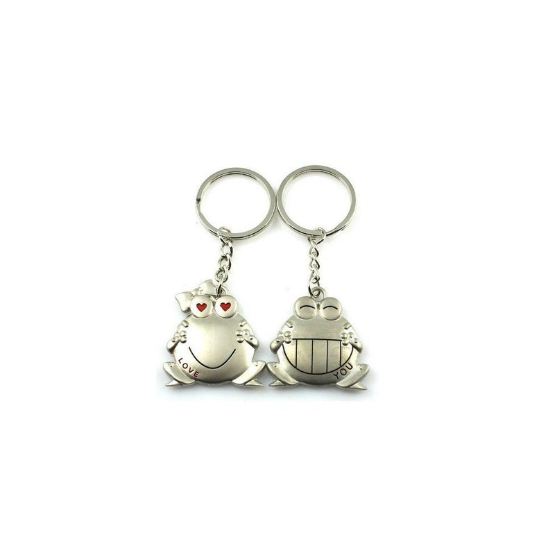 Cookids Romantic Big Mouth Frogs Couple Keychain Metal Boy Girl Love Lovers Sweethearts Key Chain Ring Silver Unique Special Cute Novel Gift