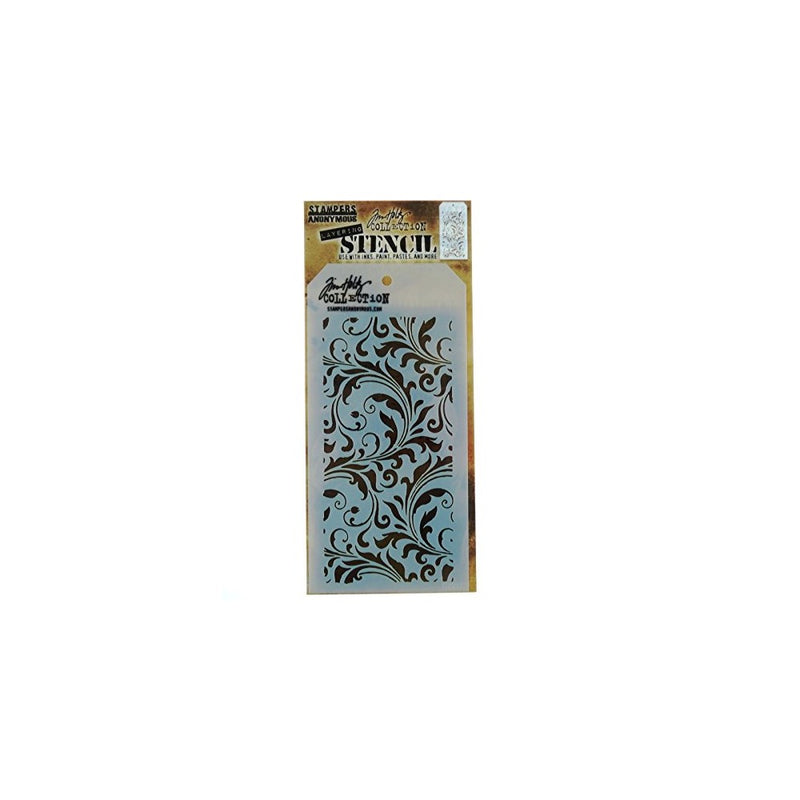 Stampers Anonymous THS-032 Tim Holtz Layered Flourish Stencil, 4.125 x 8.5
