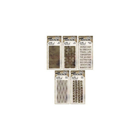 Tim Holtz - Stencils Set 3 - Five Item Bundle - Mesh, Tiles, Travelers, Tracks, and Treads