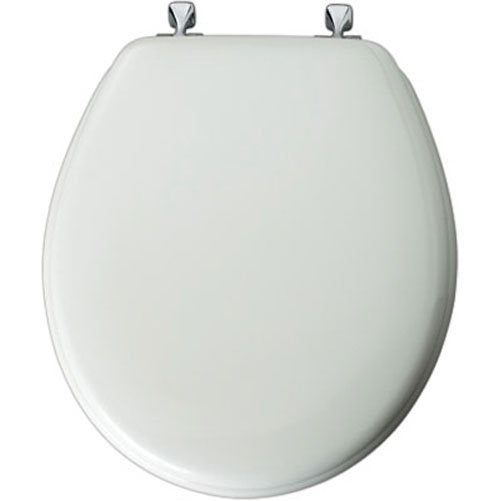 Mayfair Molded Wood Toilet Seat featuring STA-TITE Seat Fastening System & Chrome Hinges, Round, White, 44CP 000