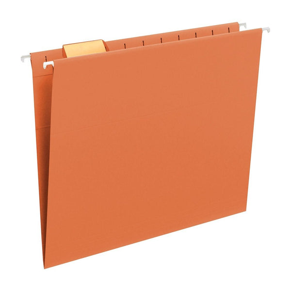 Smead Hanging File Folder, 1/5-Cut Adjustable Tab, Letter Size, Orange, 25 per Box (64065)