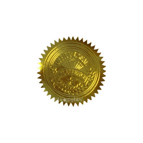 Geographics Gold Embossed Foil Seal, 100 per Pack (20014)