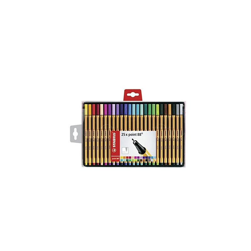 Stabilo Point 88 Wallet Fineliner Pens, Set of 25, Multicolored