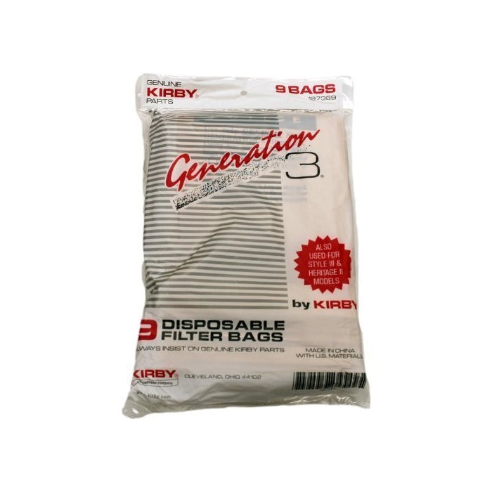 Kirby Part#197389 - Genuine Kirby Style 3 and Generation 3 Vacuum Bags - 3 X 3 Vacuum Bags per Package (9 Total Bags