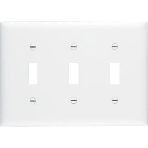 Legrand - Pass & Seymour TP3WCC12 Trade Master Nylon Wall Plate with Three Toggle Switch Openings, Three Gang, White