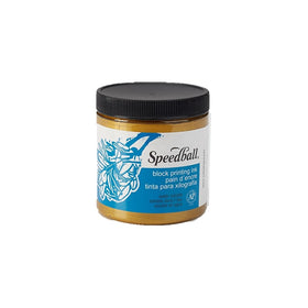 Speedball 3813 Water-Soluble Block Printing Ink – Bold Color With Satin Finish AP Certified Non-Toxic - 8 FL OZ, Gold