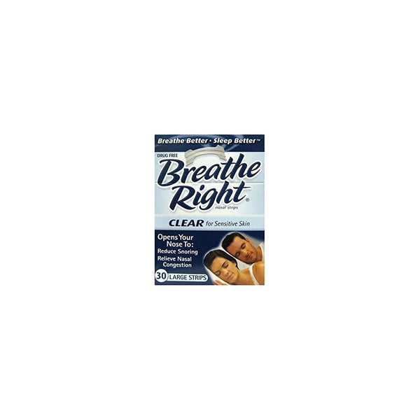 Breathe Right Nasal Strips Clear For Sensitive Skin Large 30 Each